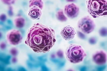 Detailed Exploration of Microscopic World Showcasing Invasive Cancer Cells in Pathology Research Lab