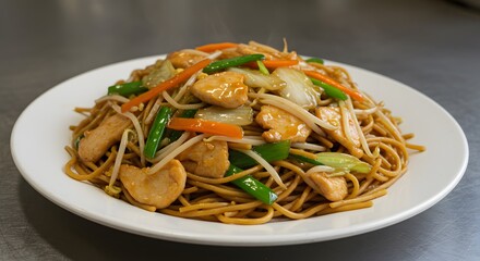 Delicious Chicken Chow Mein Noodles Stir Fry Dish Asian Cuisine Restaurant Food Photography