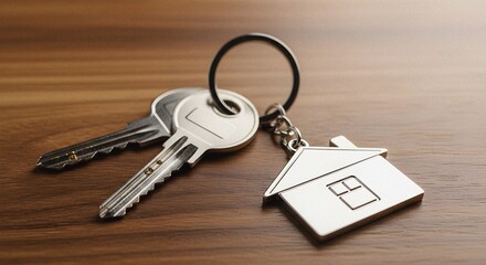 House keys on a wooden surface home ownership and real estate concept