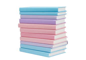 Isolated Stack of Pastel Colored Hardcover Books Learning