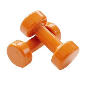 Two orange dumbbells overlapping