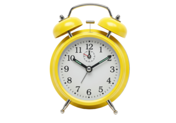 Isolated Bright Yellow Retro Alarm Clock