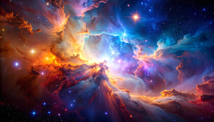 Celestial Tapestry: A vibrant cosmic panorama, showcasing a stunning array of nebulas, galaxies, and stars. The image offers an immersive experience into the vastness and beauty of the universe. 