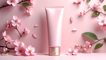 Pastel Pink Cosmetic Tube Packaging for beauty products and cosmetics