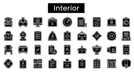 Interior Design Icon: Home Decor & Room Layout Solid Black Symbol