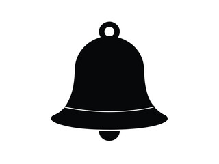 Simple Black Bell Icon on White Background for Notification or Alert