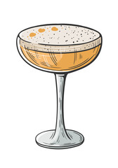Bourbon sour cocktail hand drawn