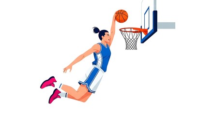 Basketball Player Doing Slam Dunk Illustration in Action