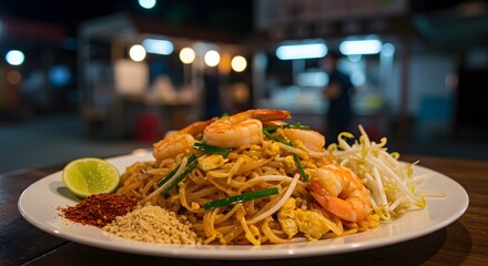 Delicious Thai Pad Thai with Shrimp: A Night Market Culinary Delight