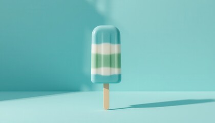 Pastel Popsicle Delight: A Refreshing Treat on a Vibrant Turquoise Backdrop