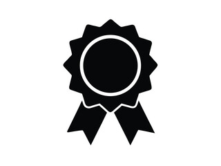 Black and White Award Ribbon Icon for Achievement and Recognition