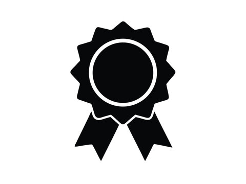 Black and White Award Ribbon Icon for Achievement and Recognition