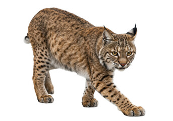 Obraz premium Isolated Prowling Bobcat with Intense Gaze
