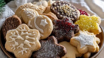 Holiday treats, festive baked goods with sprinkles and frosting, sweet desserts for Christmas celebration - Powered by Adobe
