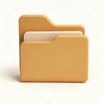 Minimalist 3D rendering of a brown file folder with a lighter tab, on a clean white background, it is seamlessly loopable