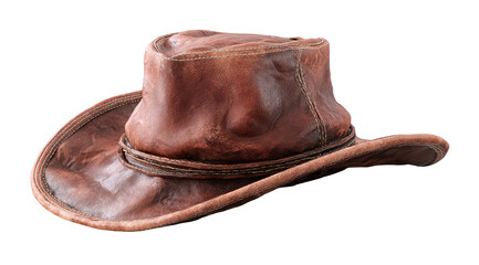 Aged brown leather cowboy hat