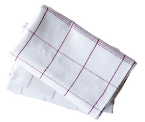 stack clean kitchen towels, top view isolated on white background. 