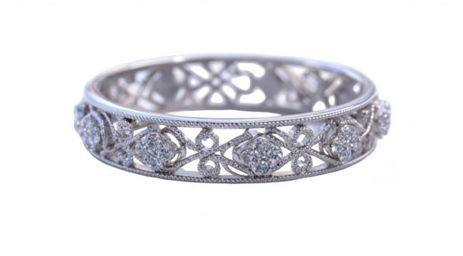 Delicate, diamond-studded band ring