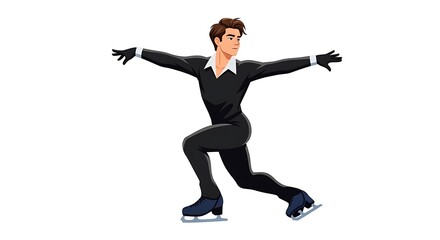 Male Figure Skater Performing Isolated on White Background