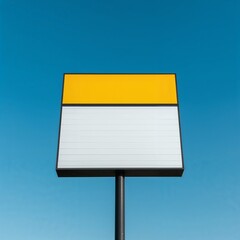 "Bold Yellow Outdoor Signpost Against a Clear Blue Sky"
