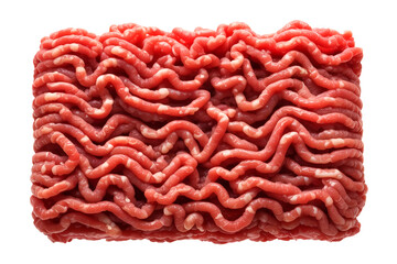 raw minced meat isolated on white background,Top view of raw minced beef meat isolated