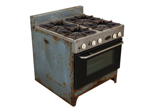 Isolated Vintage Rustic Gas Stove Oven - Powered by Adobe