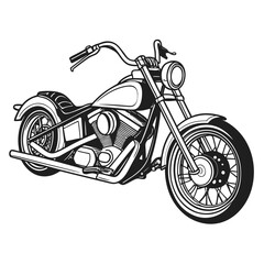 Black and white chopper motorcycle outline bike custom