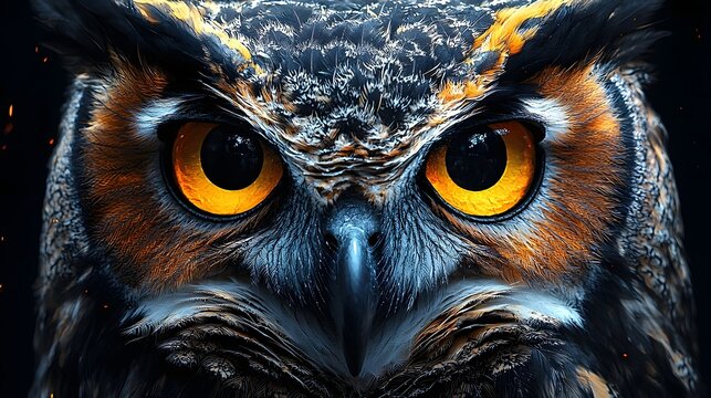 Fierce owl with piercing eyes a bold night guardian
