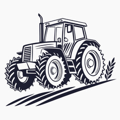 Agricultural tractor with large wheels and wheat stalk