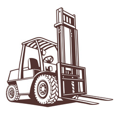 Brown forklift lifting mechanism industrial vehicle heavy equipment