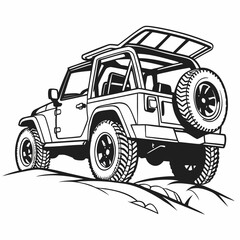 Black convertible S U V with open roof off-road vehicle © zon