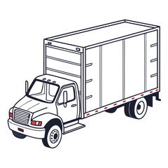 Box truck outline with red accents delivery truck cargo truck