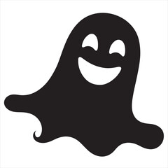 Silhouette Style Vector Halloween Ghost Logo Design – Scary Spooky Spirit Illustration for Holiday Decorations, Party Invitations, T-Shirt Prints, and Seasonal Branding Elements