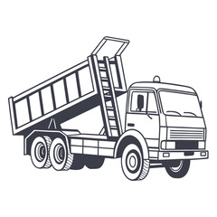Dump truck unloading heavy cargo vehicle transportation