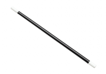A black and white magic wand with white tips, isolated on a plain transparent background