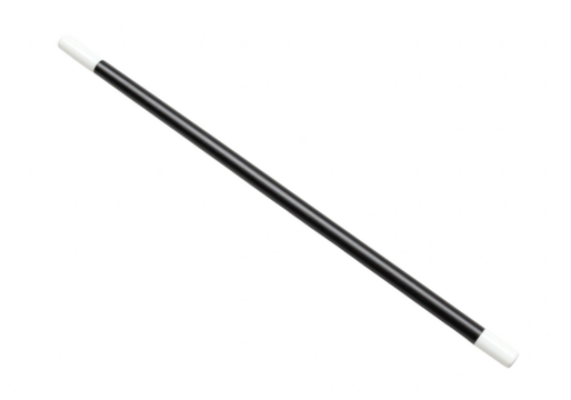 A black and white magic wand with white tips, isolated on a plain transparent background