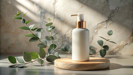 Luxury Matte Glass Cosmetic Bottle Mockup Premium Scene