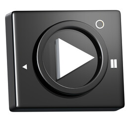 Play button icon 3d on png transparent background.