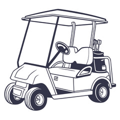 Golf cart with roof and clubs vehicle transportation