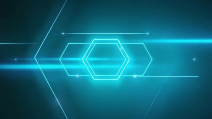 Abstract hexagonal neon graphic background in blue tones  