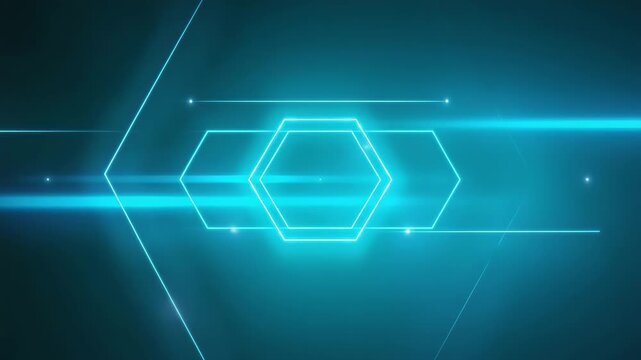 Abstract hexagonal neon graphic background in blue tones  