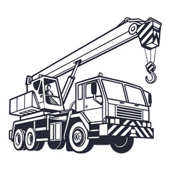 Naklejka premium Heavy duty crane truck with hook construction vehicle