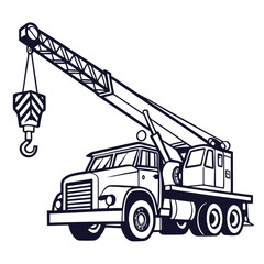 Heavy duty crane truck with hook construction vehicle
