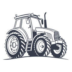 Farming tractor with large wheels and cab agriculture vehicle