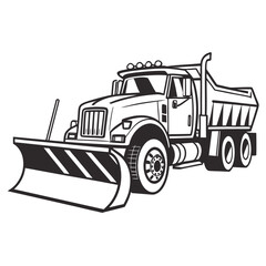 Naklejka premium Heavy duty snow plow truck heavy duty truck winter vehicle