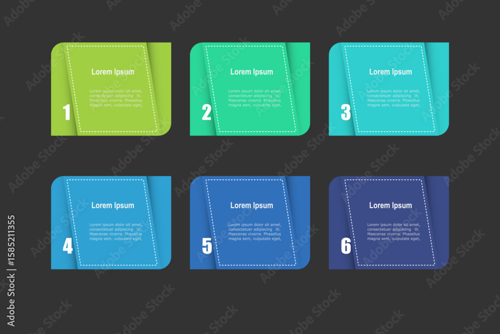 Canvas Prints for business concept with 6 steps infographics, multicolor rectangle shape, design for workflow layo