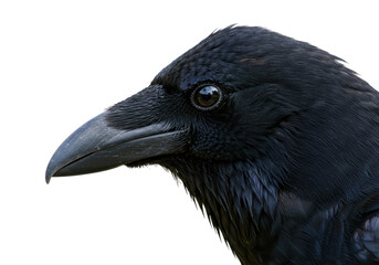 Isolated Close-up of a Majestic Raven Head