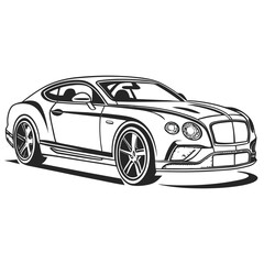 Naklejka premium Luxury coupe car outline luxury car sports car