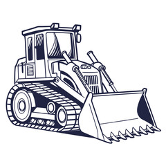 Naklejka premium Heavy duty bulldozer with front loader and tracks construction vehicle heavy machinery