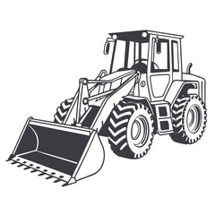 Naklejka premium Heavy machinery loader with large bucket and tires construction vehicle heavy equipment